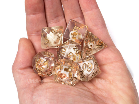 Copper Skull | Clear Resin Dice Set (7) | Dungeons and Dragons (DnD)