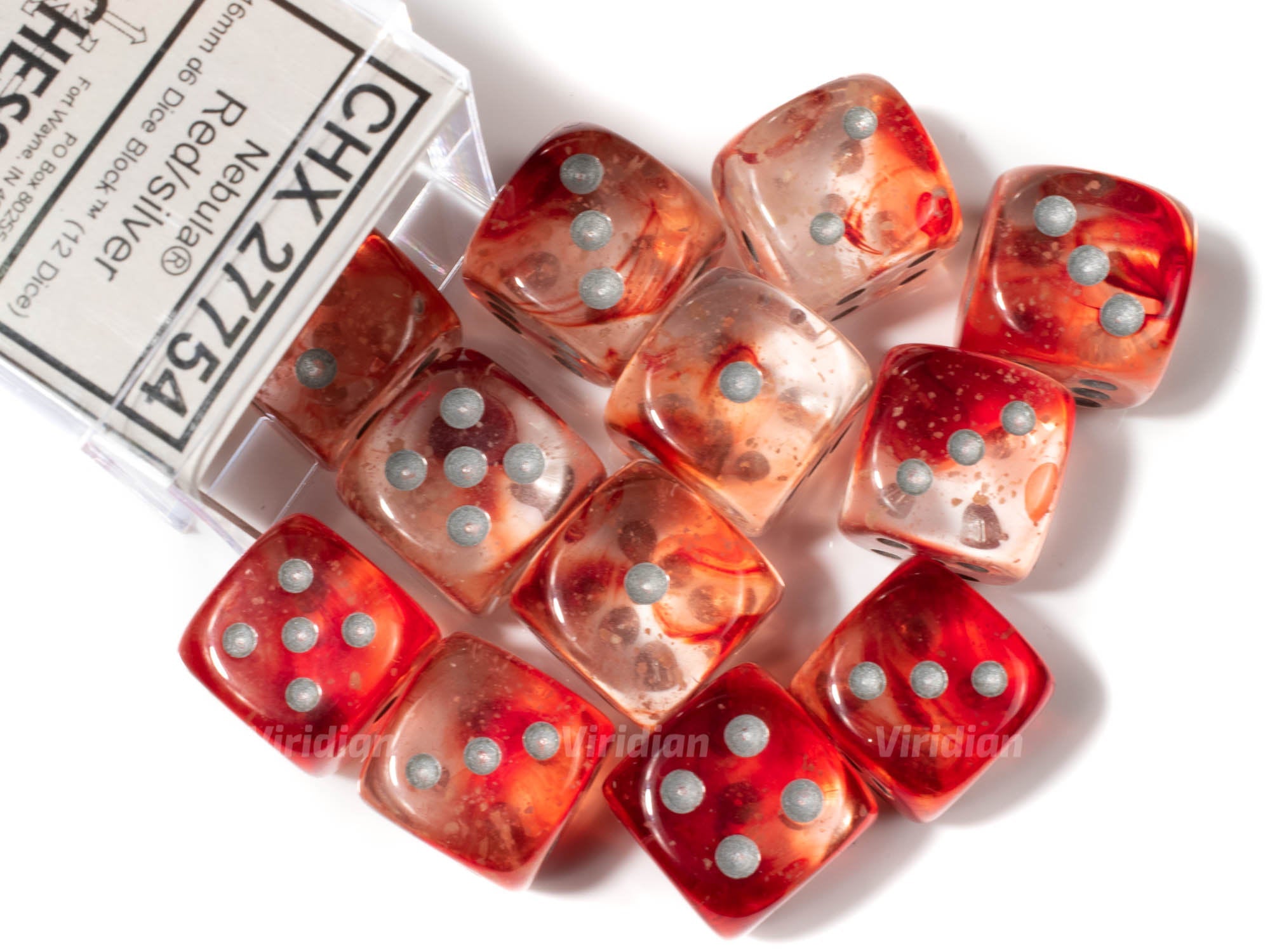 Nebula Red & Silver Luminary | Iridescent | D6 Block | Chessex
