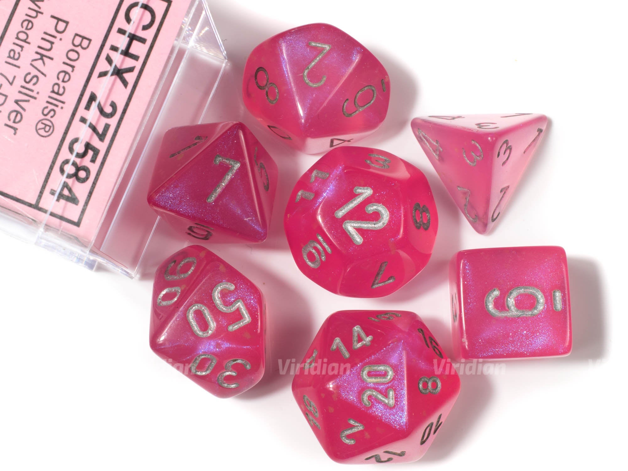 Borealis Pink & Silver Luminary | Iridescent | Chessex Dice Borealis Pink & Silver Luminary | Iridescent | Chessex Dice