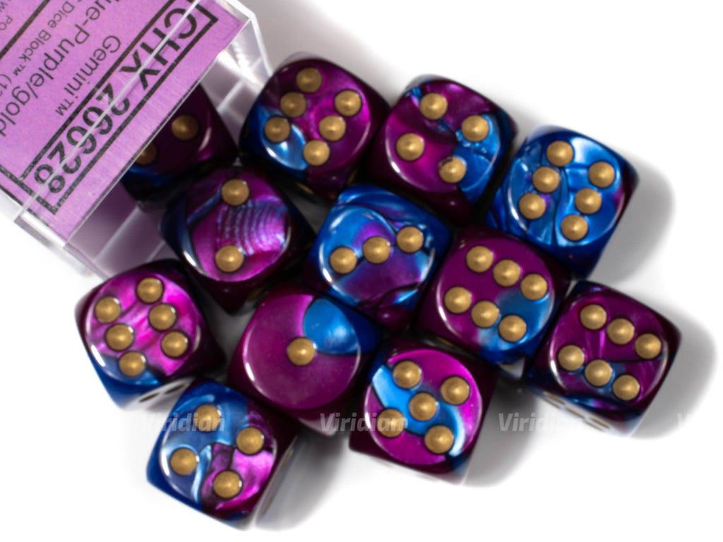 Gemini Blue & Purple | D6 Block | Chessex Dice Block (12)