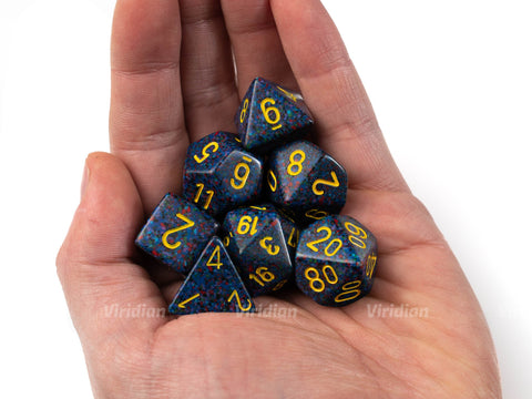 Speckled Twilight | Blue & Red, Yellow | Chessex Dice Set (7)