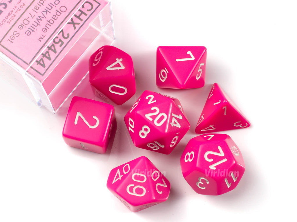 Opaque Pink & White | Chessex Dice Set (7)