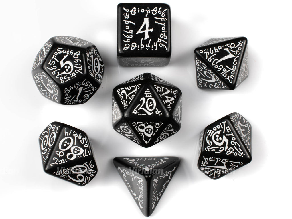 Elvish | Black & White Dice Set (7)