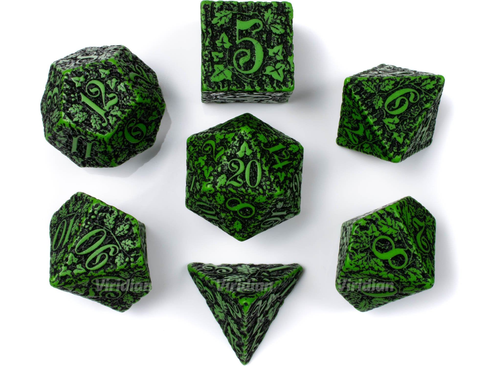 Forest: Jungle | Green & Black Dice Set (7) | Q Workshop