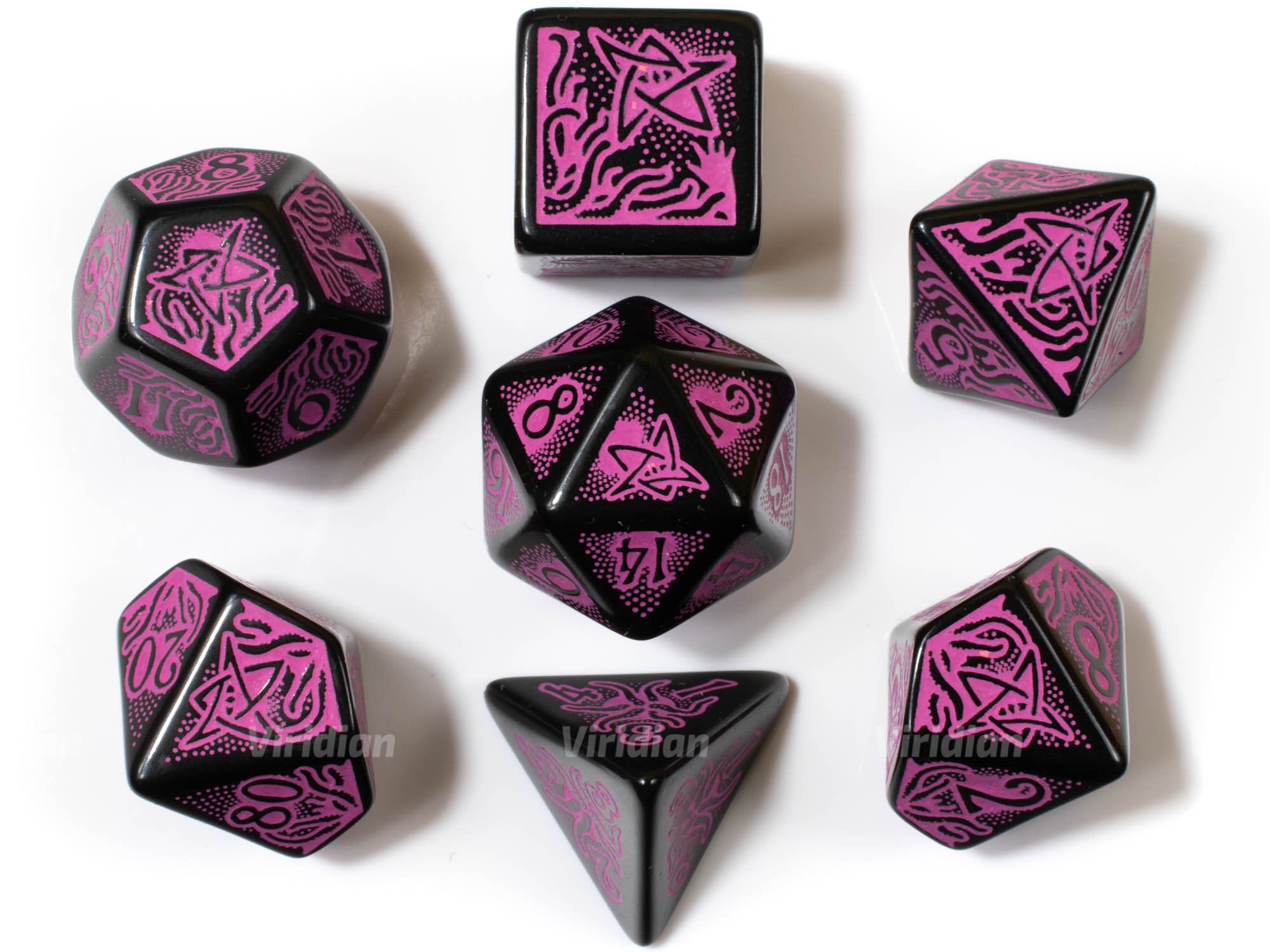 Call of Cthulhu (Black & Magenta) | Q Workshop | Acrylic Dice Set