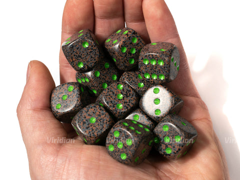Speckled Earth | Gray & Green | D6 Block | Chessex Dice (12)