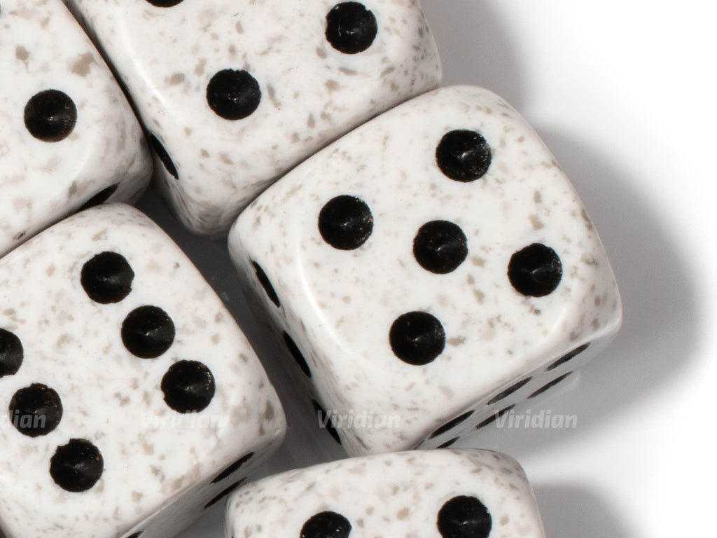 Speckled Arctic Camo | White & Gray | Chessex 16mm d6 Dice Block (12)