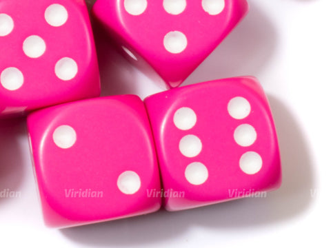 Opaque Pink & White | D6 Block | Chessex Dice (12)