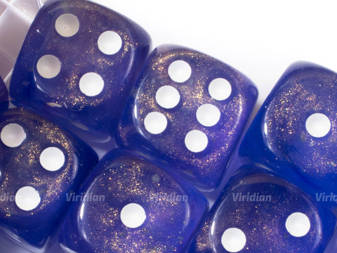 Borealis Purple & White Luminary | D6 Block | Chessex Dice (12)