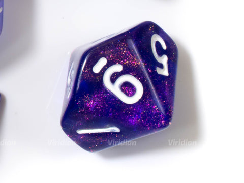 Queen's Jewels | Purple Glitter Acrylic Dice Set (7) | TTRPG Dnd Polyhedral Set