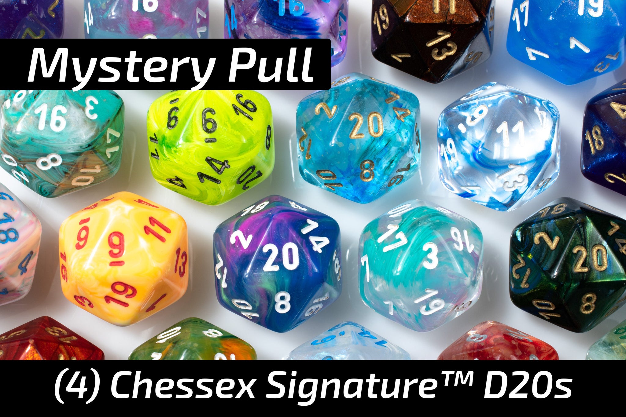 Mystery Pull | (4) Random Polyhedral D20s | Chessex Signature Dice