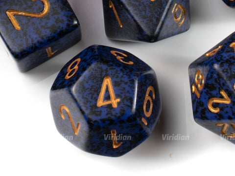 Speckled Golden Cobalt | Blue & Black | Chessex Dice Set (7)