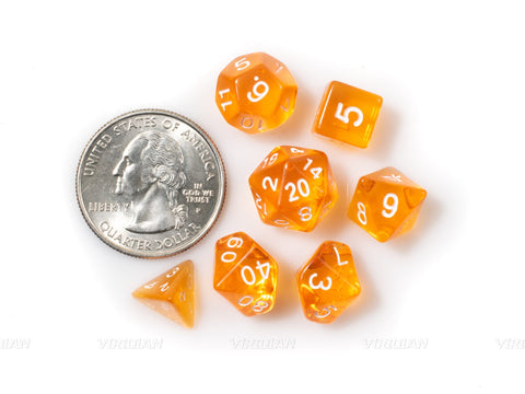Tiny Orange | Mini Translucent Dice Set (7)