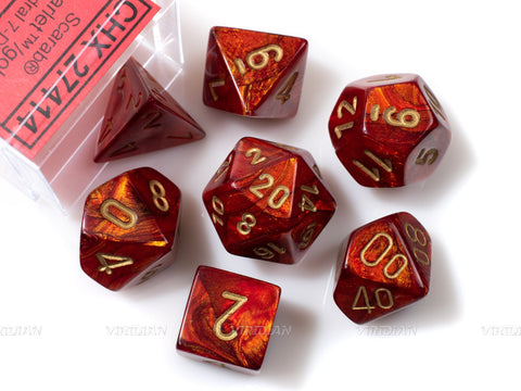 Scarab Scarlet & Gold | Chessex Dice Set (7)