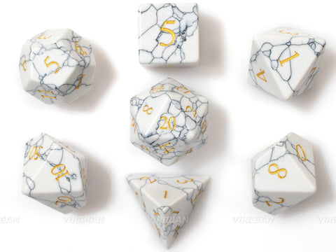 White Textured Turquoise | Real Turquoise Gemstone (Similar look to Howlite) | Dice Set (7)