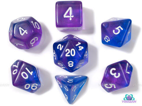 Indigo Sea | Blue & Purple Translucent Acrylic Dice Set (7) | Dungeons and Dragons (DnD)