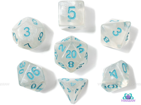 Ice Cubes | Frosted Clear Acrylic Dice Set (7) | Dungeons and Dragons (DnD)