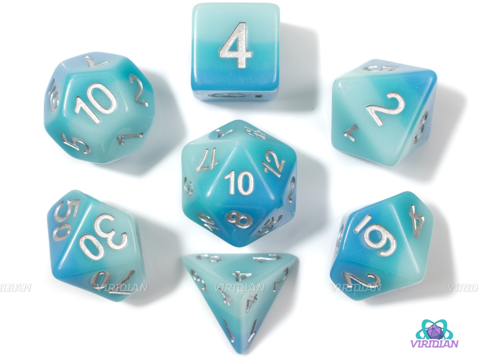 Ocean Breeze | Blue Layered Acrylic Dice Set (7) | Dungeons and Dragons (DnD)
