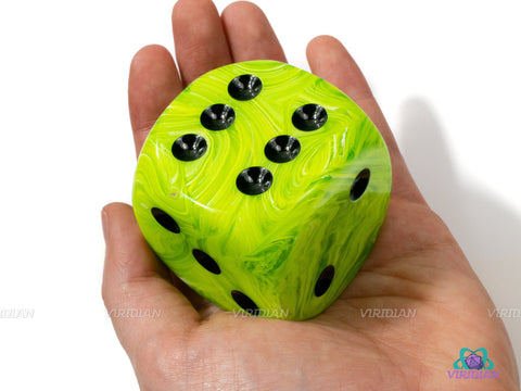 Vortex Bright Green/Black | 50mm Giant Acrylic Pipped D6 Die (1) | Chessex