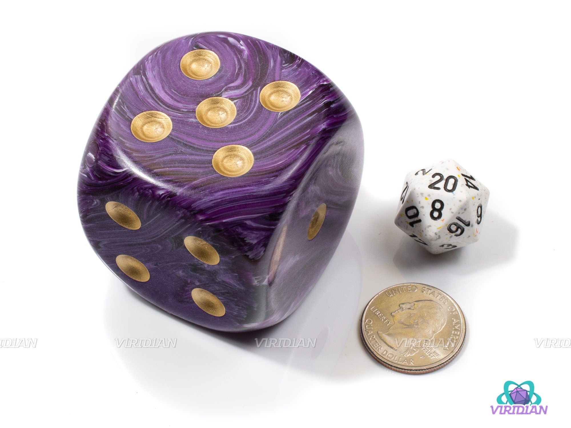 Vortex Purple/Gold | 50mm Giant Acrylic Pipped D6 Die (1) | Chessex