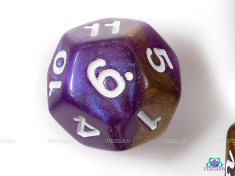 Chocolate Berry | Brown, Purple, Glittery Acrylic Dice Set (7) | Dungeons and Dragons (DnD)
