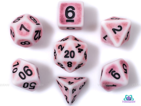 Touch of Pink | Worn Matte Acrylic Dice Set (7) | Dungeons and Dragons (DnD)