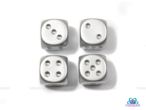 Metal Plated Pipped D6's | Set of (4) 16mm D6s, Acrylic Core | Gold, Aluminum, Silver, Copper | Chessex