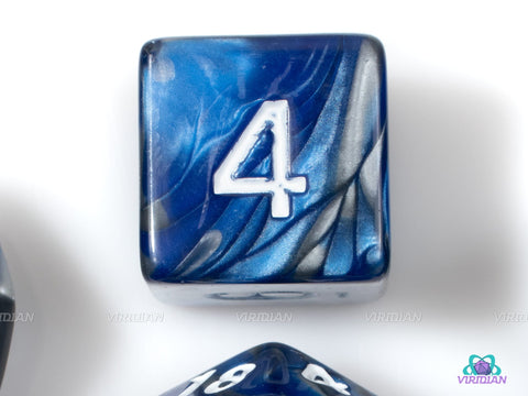 Bluesteel | Blue and Gray Swirled Acrylic Dice Set (7) | Dungeons and Dragons (DnD)