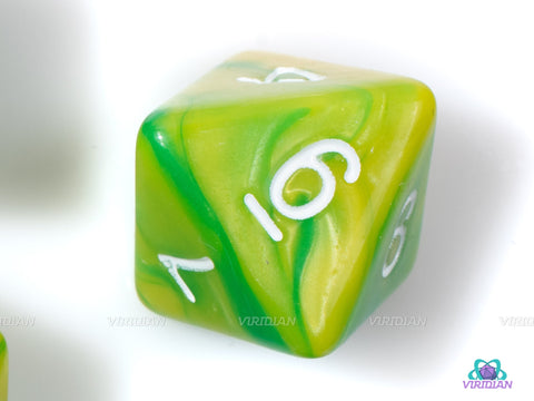 Green Apple | Green & Yellow Swirl Acrylic Dice Set (7) | Dungeons and Dragons (DnD) | Tabletop RPG Gaming