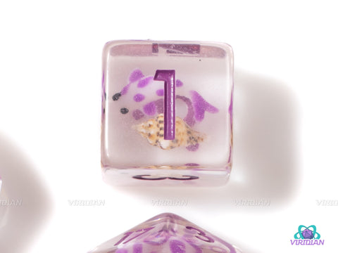 Purple Koi | Fish & Conch Shell Inside Clear Resin Dice Set (7) |