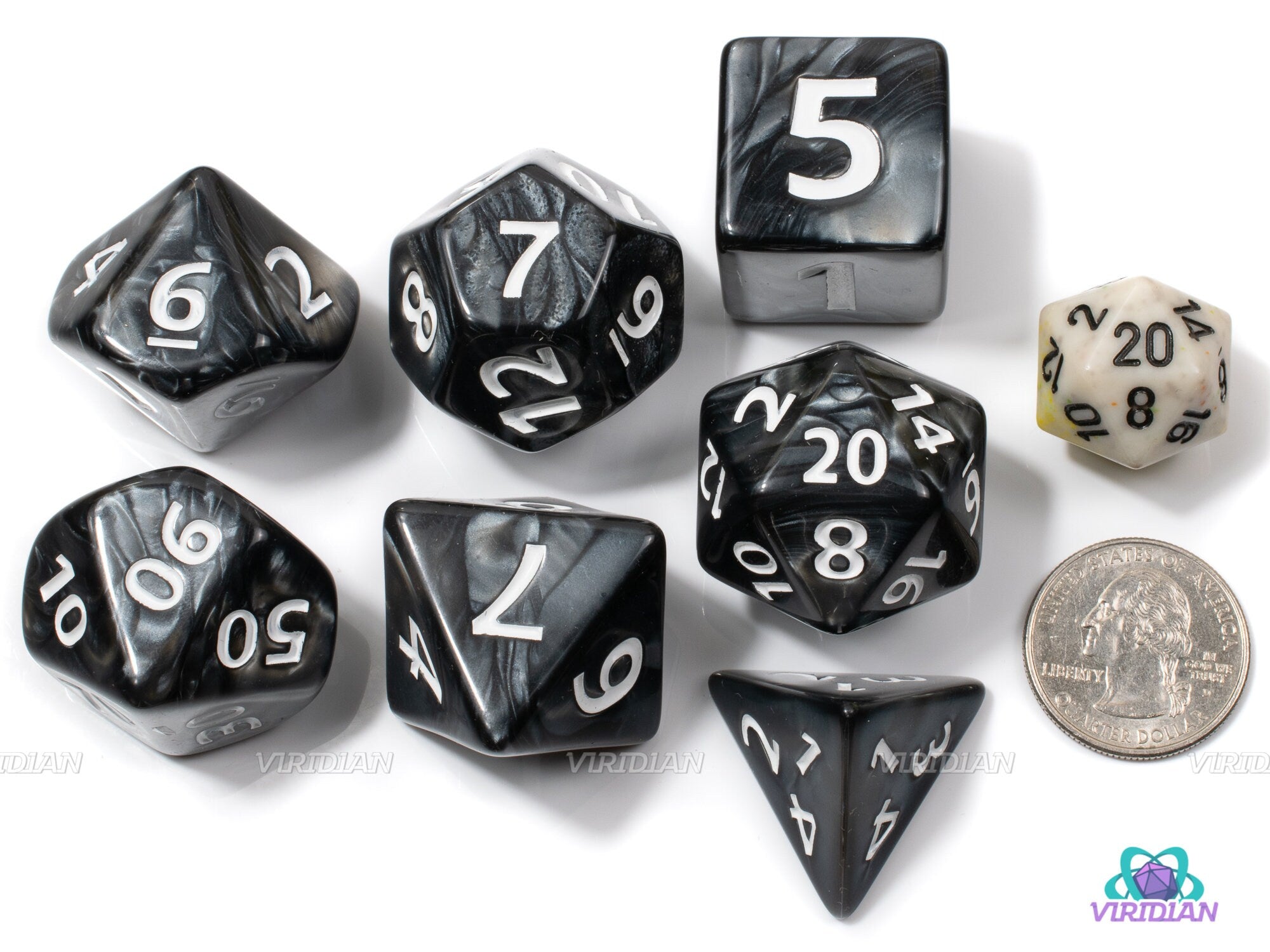 Black Dragon | Giant Black Swirl Acrylic Dice Set (7) | Dungeons and Dragons (DnD)