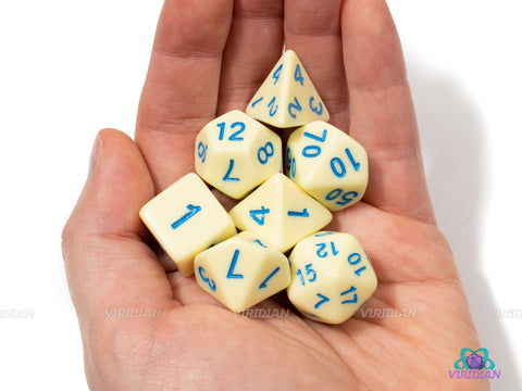 Blue Banana | Yellow Pastel Acrylic Dice Set (7) | Dungeons and Dragons (DnD)