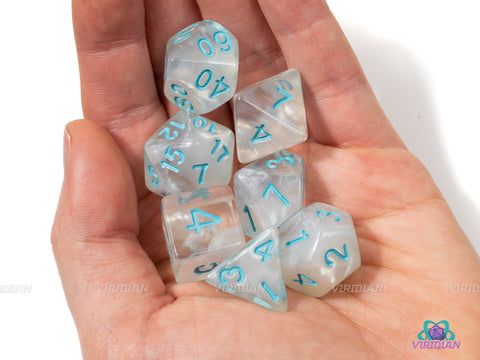 Ice Cubes | Frosted Clear Acrylic Dice Set (7) | Dungeons and Dragons (DnD)