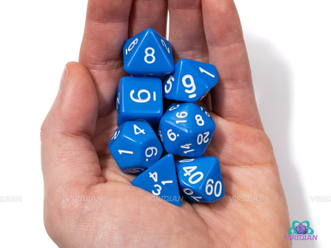 Just Blue | Acrylic Dice Set (7) | Dungeons and Dragons (DnD)