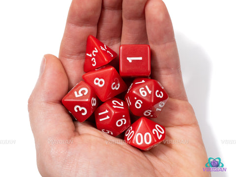 Classic Red | Basic Acrylic Dice Set (7) | Dungeons and Dragons (DnD)