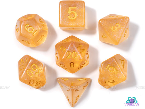 Tangerine Dreams | Orange Iridescent Acrylic Dice Set (7) | Dungeons and Dragons (DnD)