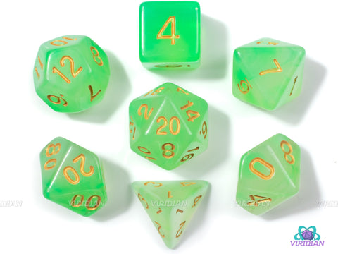 Bright Vial | Neon Green Acrylic Dice Set (7) | Dungeons and Dragons (DnD)