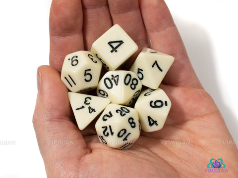 Ivory | Classic Off-White Acrylic Dice Set (7) | Dungeons and Dragons (DnD)