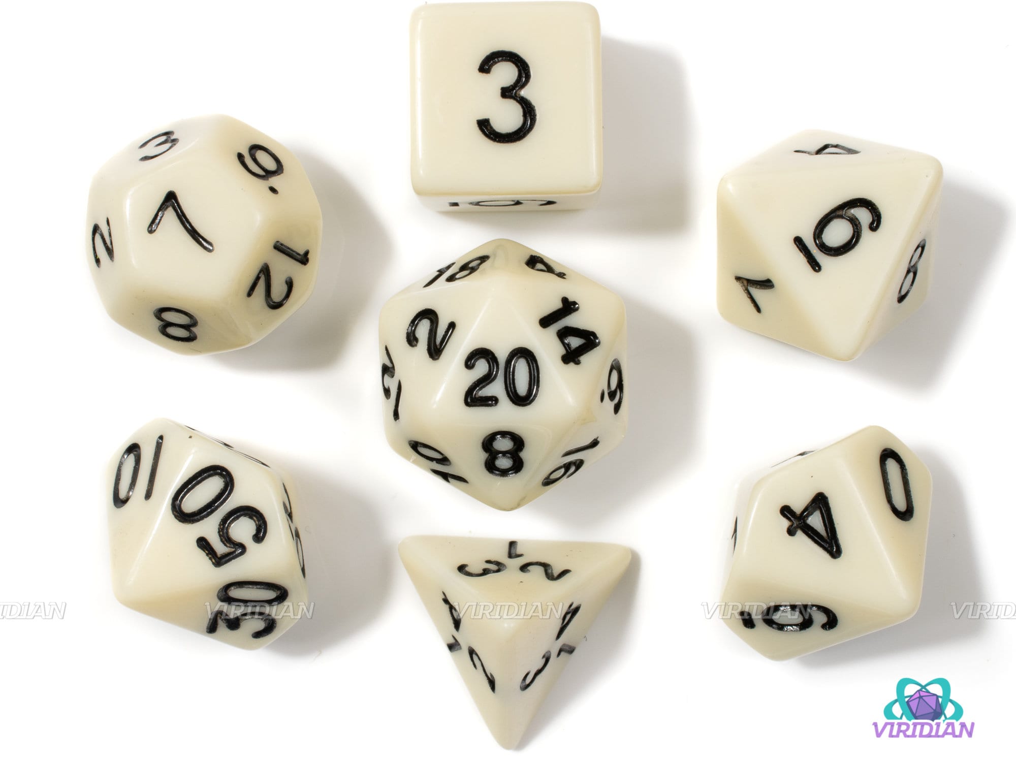 Ivory | Classic Off-White Acrylic Dice Set (7) | Dungeons and