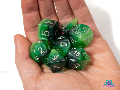Sewer Sludge | Green, Green and Green Layered Acrylic Dice Set (7) | Dungeons and Dragons (DnD)
