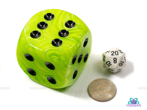 Vortex Bright Green/Black | 50mm Giant Acrylic Pipped D6 Die (1) | Chessex