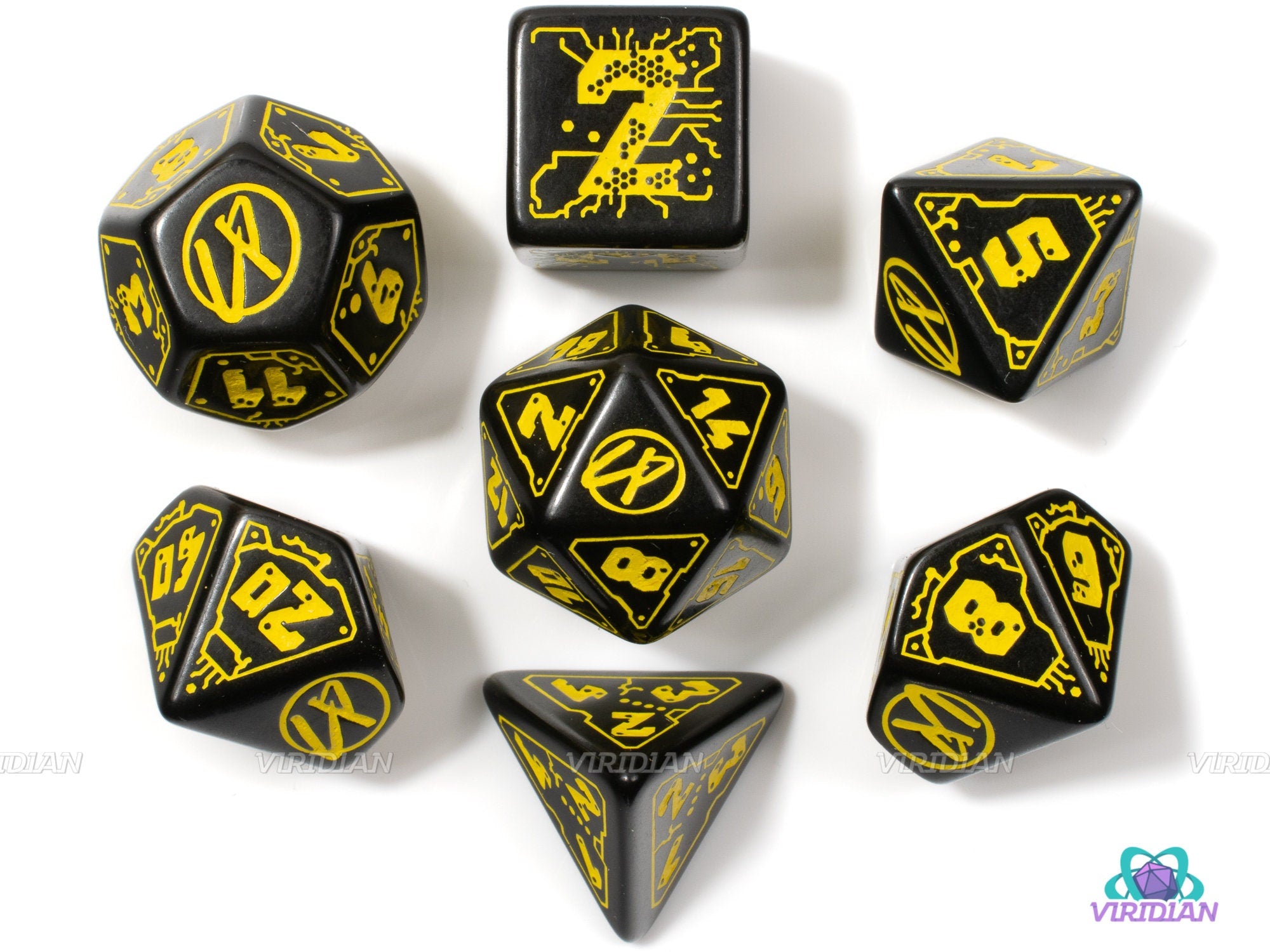 Cyberpunk: Wet Work | Black & Yellow | Q Workshop | Acrylic Dice