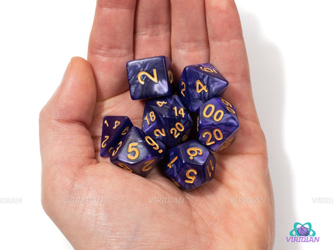 Purple Baroque | Pearled Acrylic Dice Set (7) | Dungeons and Dragons (DnD)