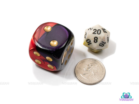 Gemini Purple-Red/Gold | 30mm Large Acrylic Pipped D6 Die (1) | Chessex