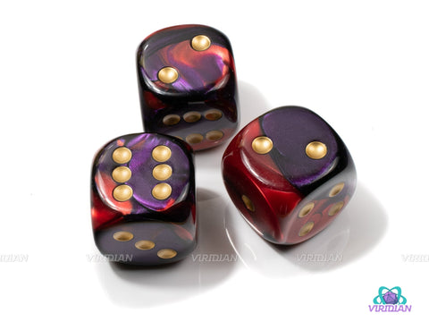 Gemini Purple-Red/Gold | 30mm Large Acrylic Pipped D6 Die (1) | Chessex