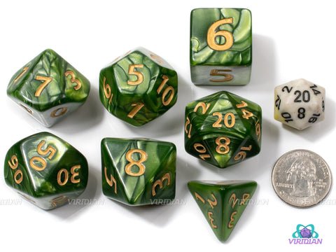 Froghemoth | Giant Green Swirl Acrylic Dice Set (7) | Dungeons and Dragons (DnD)