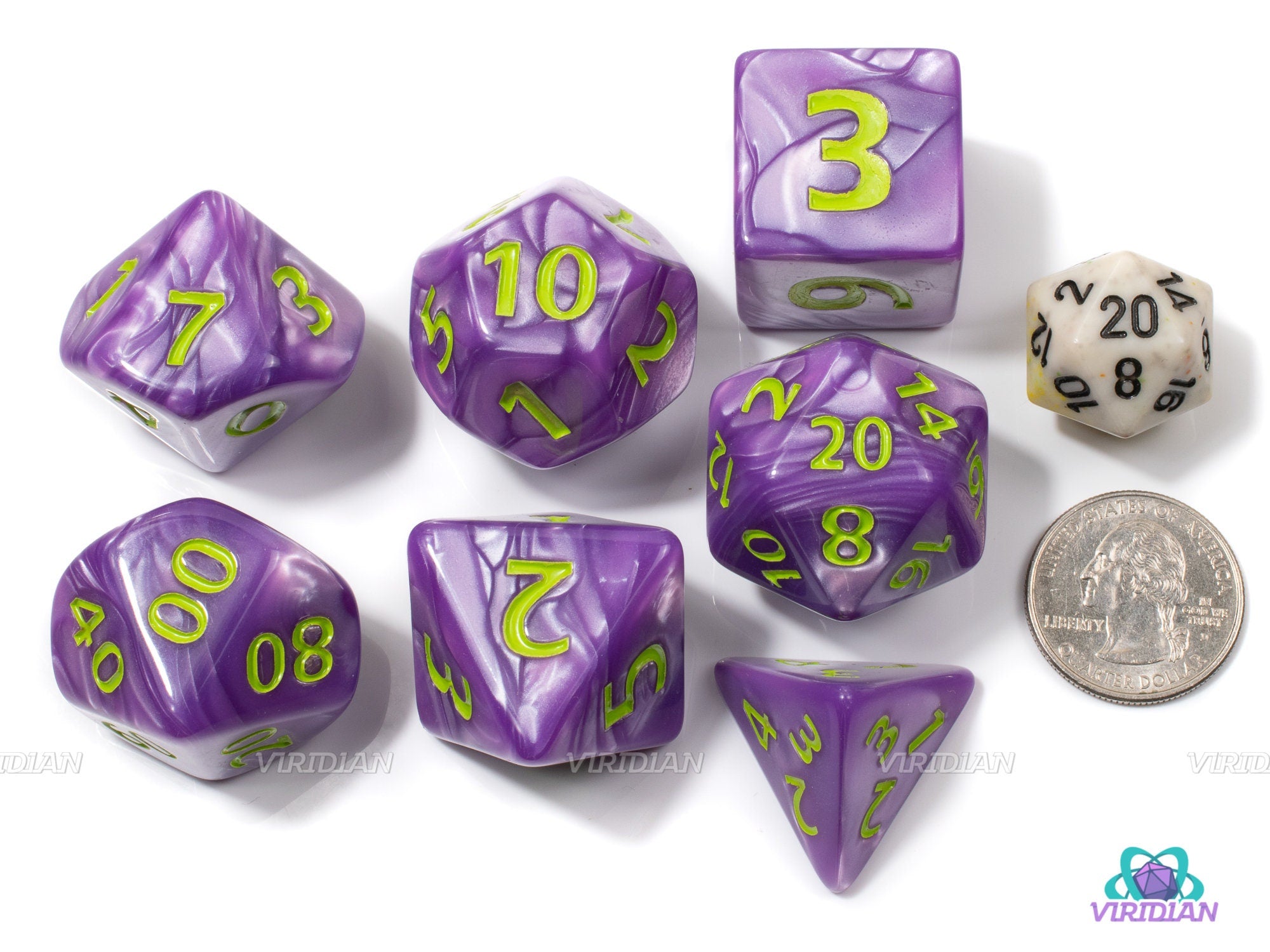 Bigby's Hand | Giant Purple Swirl Acrylic Dice Set (7) | Dungeons