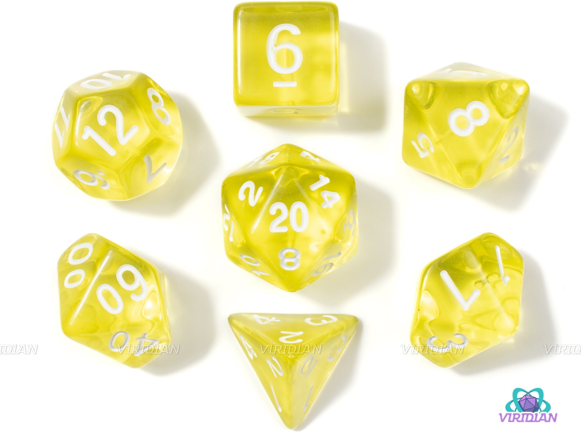 Yellow Crystal | Translucent Acrylic Dice Set (7) | Dice Set (7)