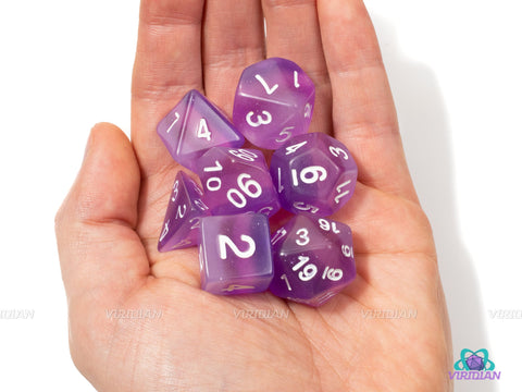 Geode | Purple Pink Layered Acrylic Dice Set (7) | Dungeons and Dragons (DnD)