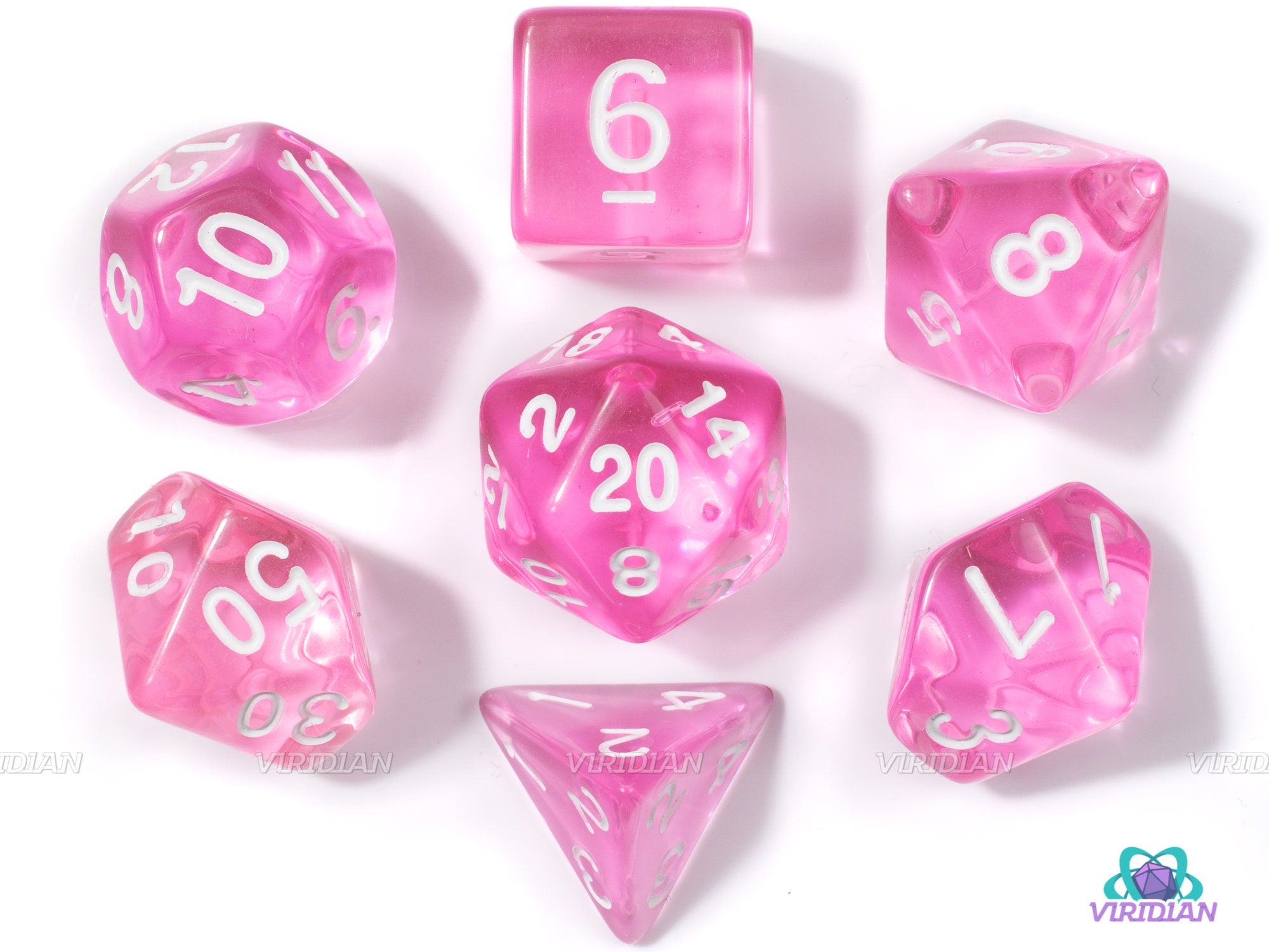 Pink Crystal | Translucent Acrylic Dice Set (7) | Dice Set (7)